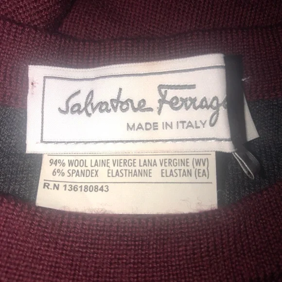 Salvatore Ferragamo Signature Bordeaux /gray wool blend knit sweatshirt M
